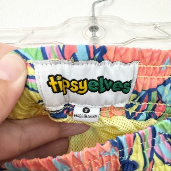Tipsy Elves Pina Colada Short Swim Trunk Bright Neon Board Shorts Vacation Sz S - Picture 7 of 11